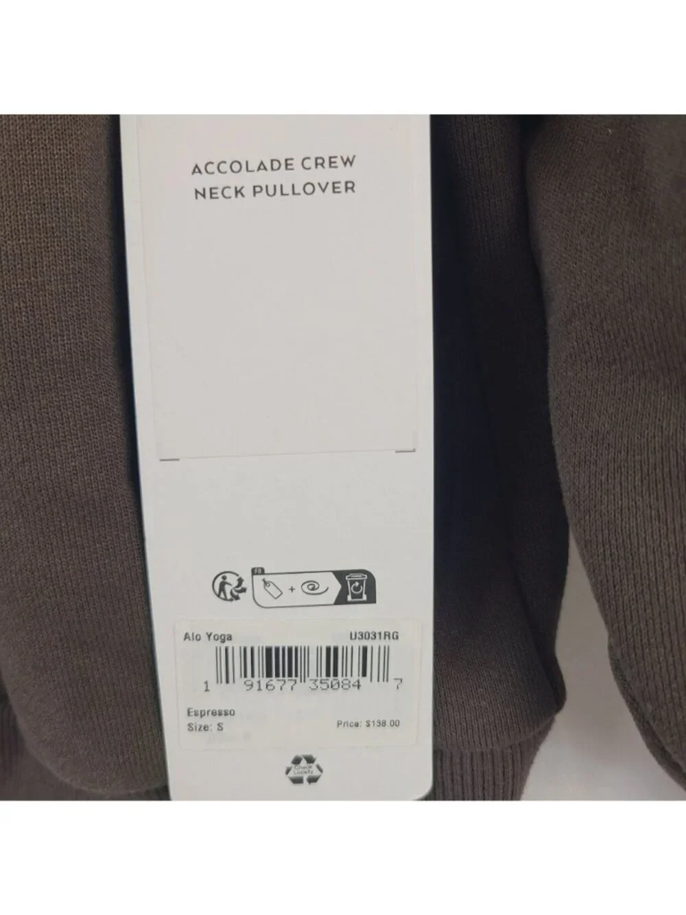 NEW Alo Yoga Accolade Crew Neck Pullover Sweatshirt In Espresso Size S